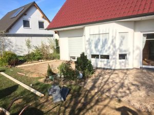 Terrassengestaltung mit Prägebeton, Dirk Prothmann Garten- und Landschaftsbau, Hille