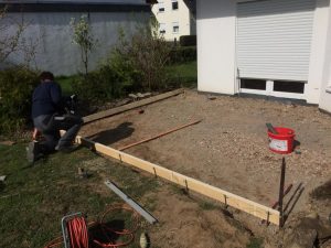 Terrassengestaltung mit Prägebeton, Dirk Prothmann Garten- und Landschaftsbau, Hille